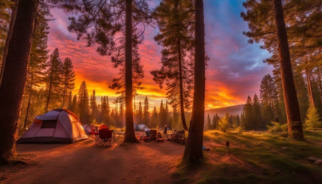 Campground at sunset