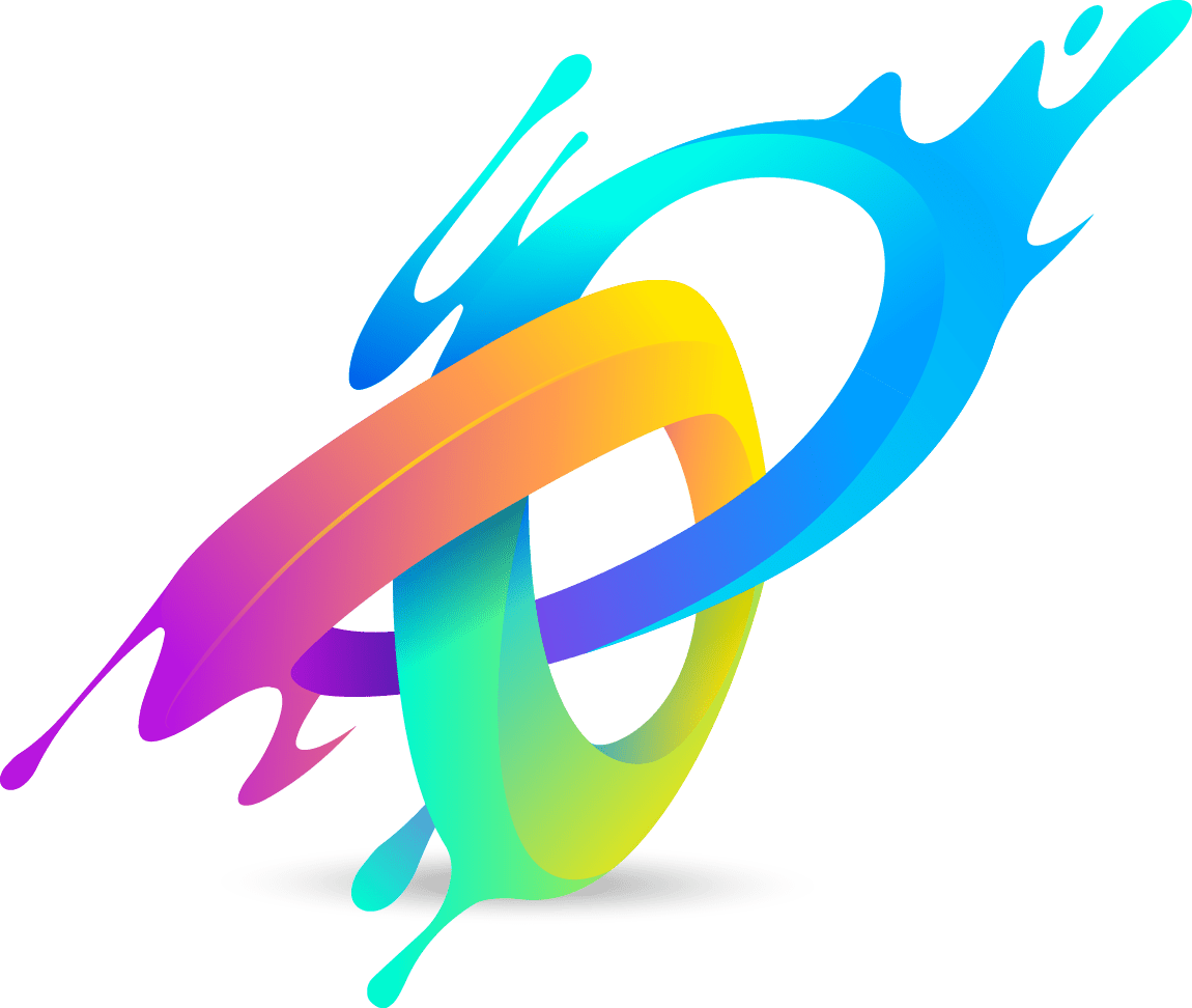 A vibrant logo with artistic paint splashes, perfect for marketing.