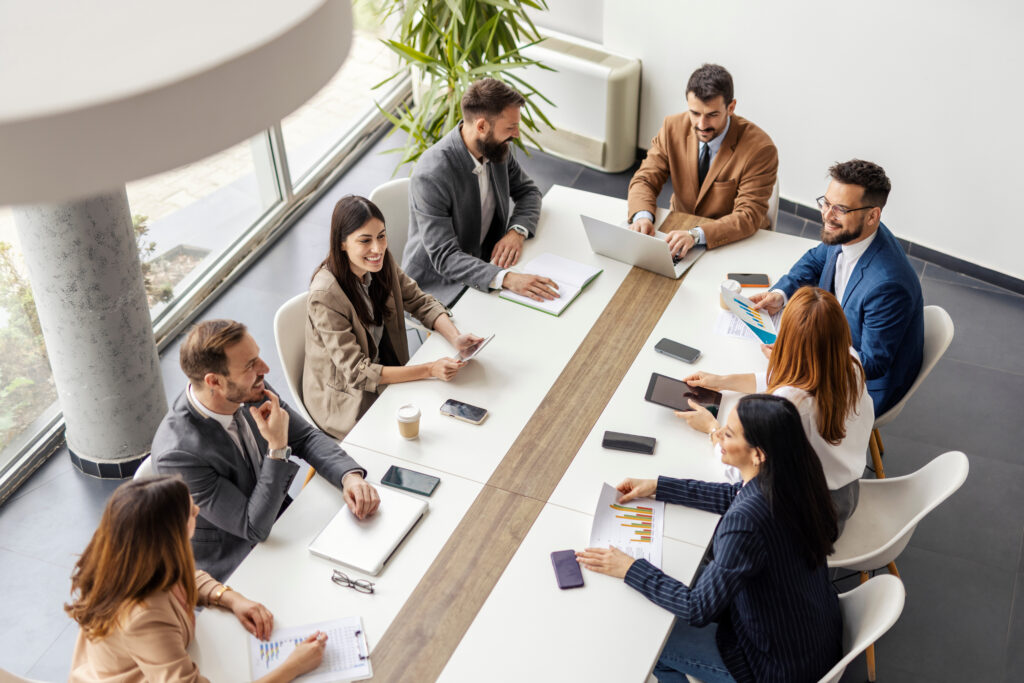 Business meeting at a modern office table.