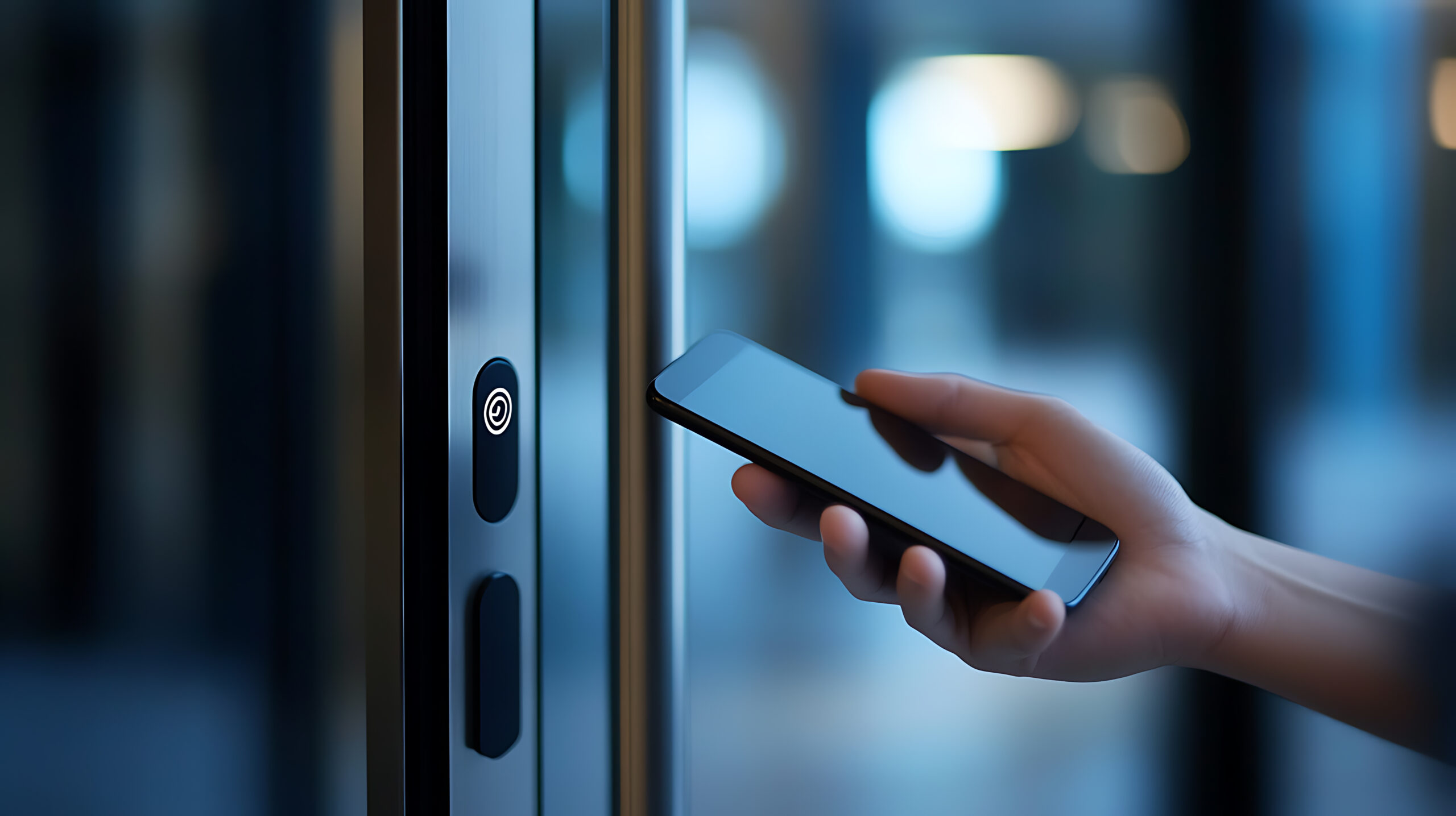 Person using smartphone for contactless entry
