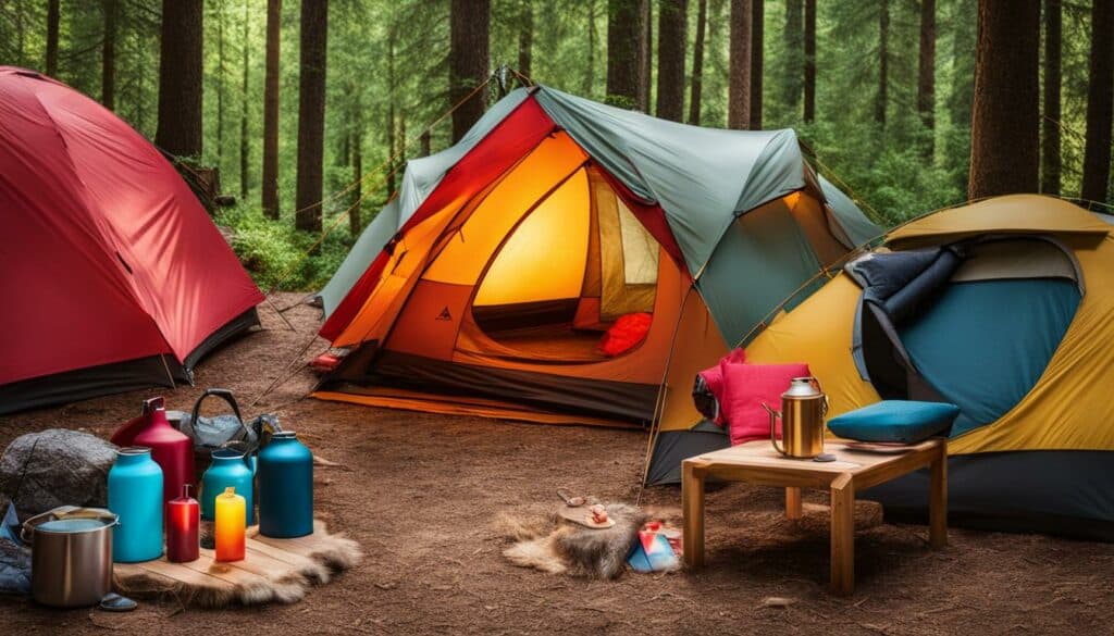 colorful camping accessories