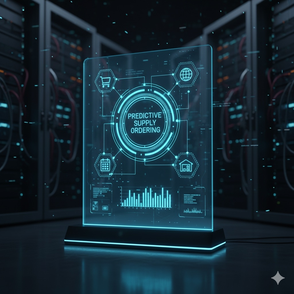 Predictive supply ordering hologram with data charts