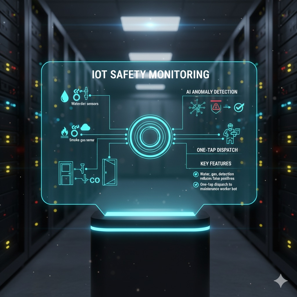 IoT safety monitoring system in server room.