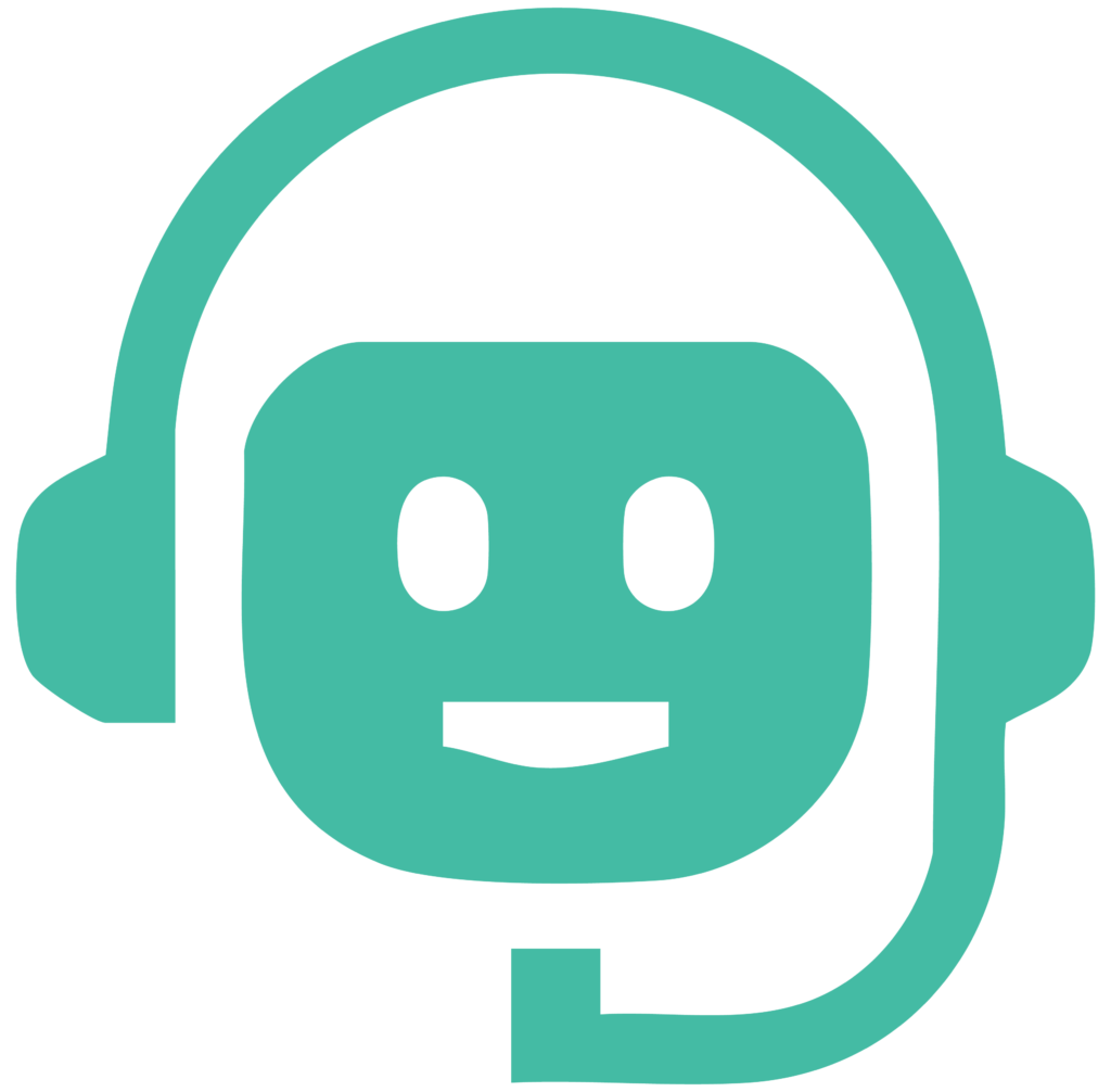 Teal chatbot icon with headset