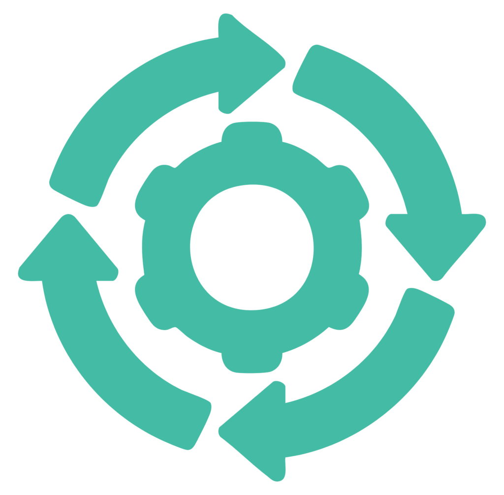 Cycle illustration with gear and arrows