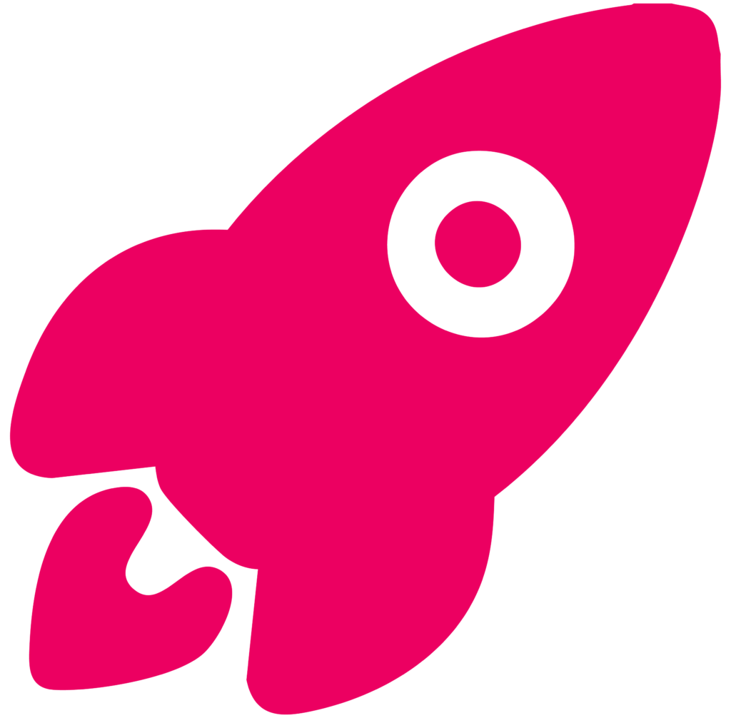 Pink rocket icon pointing upward