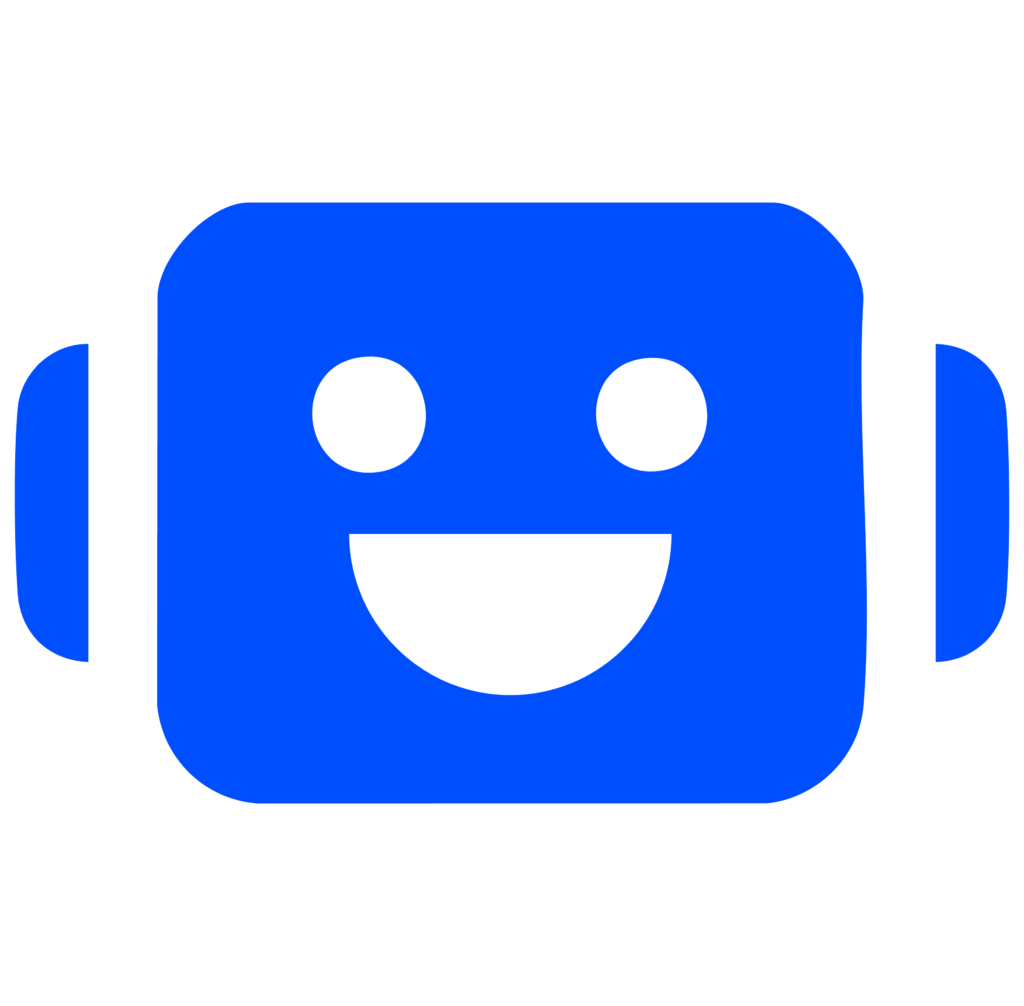 Blue smiling robot illustration