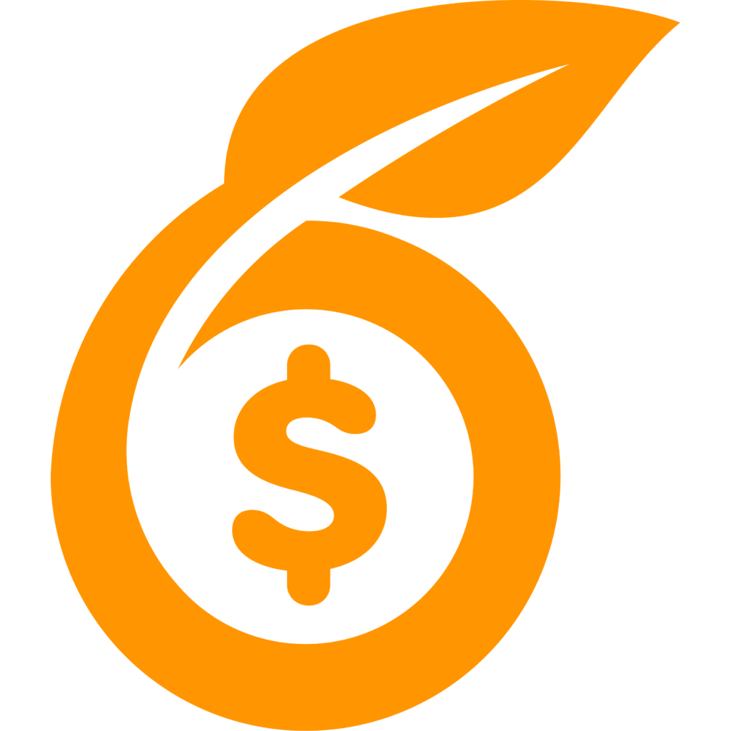 Orange leaf dollar sign logo