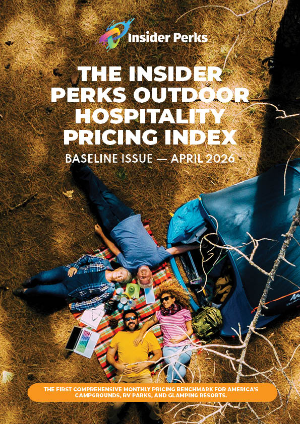 Outdoor hospitality pricing index cover with campers.
