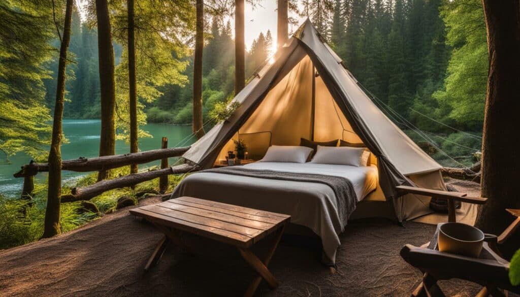 outdoor glamping space