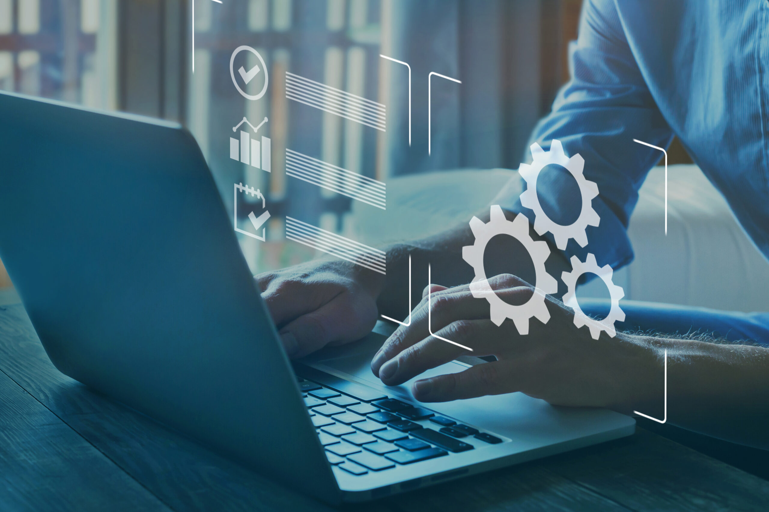 Digital automation process on laptop